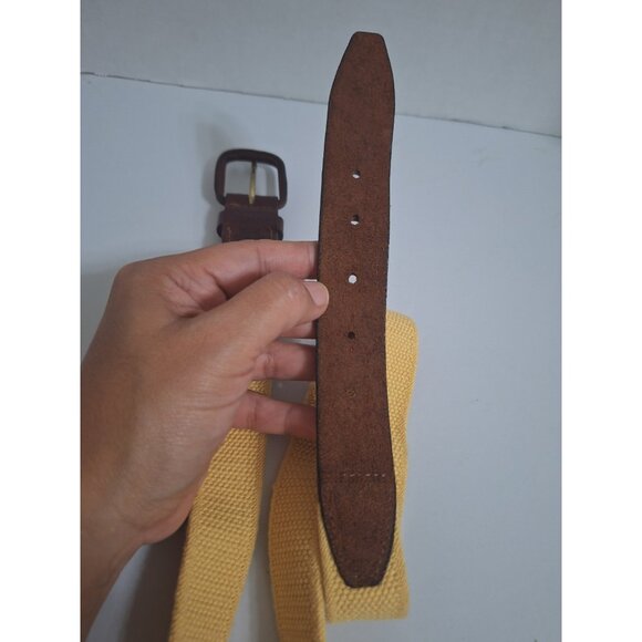St. Johns Bay Genuine‎ Leather & Cotton Braided Belt Yellow Boys L 10/12 Preppy - Picture 6 of 7